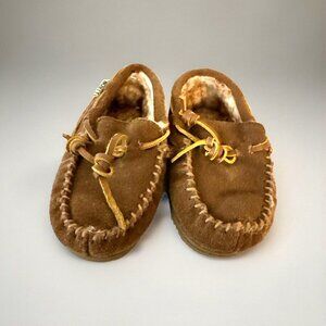 Norty Moccasin‎ Slippers Kids Size 9 Measures 7”Toddler Suede Leather Slip On